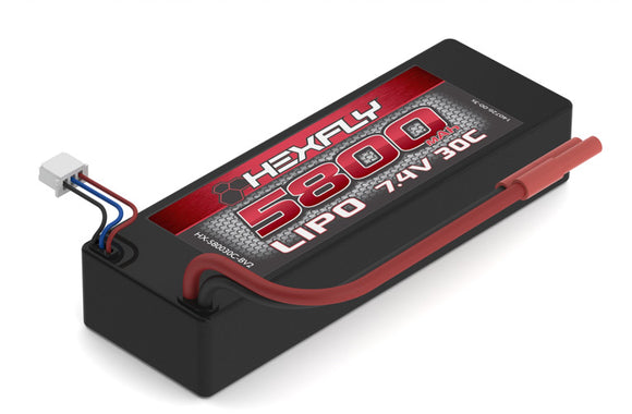 REDCAT RACING® HX-580030C-BV2 Hexfly 5800mAh LiPo 2S Battery with Banana Connector  LIPO Battery 5800mAh 30c 7.4V